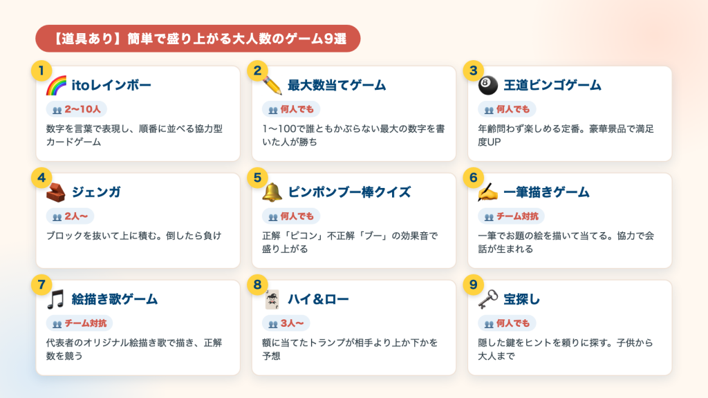 【道具あり】簡単で盛り上がる大人数のゲーム9選
