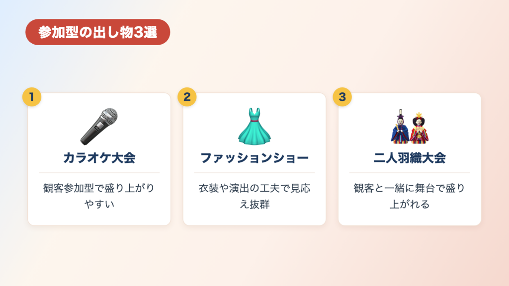 参加型の出し物3選【観客を主役にできる!】